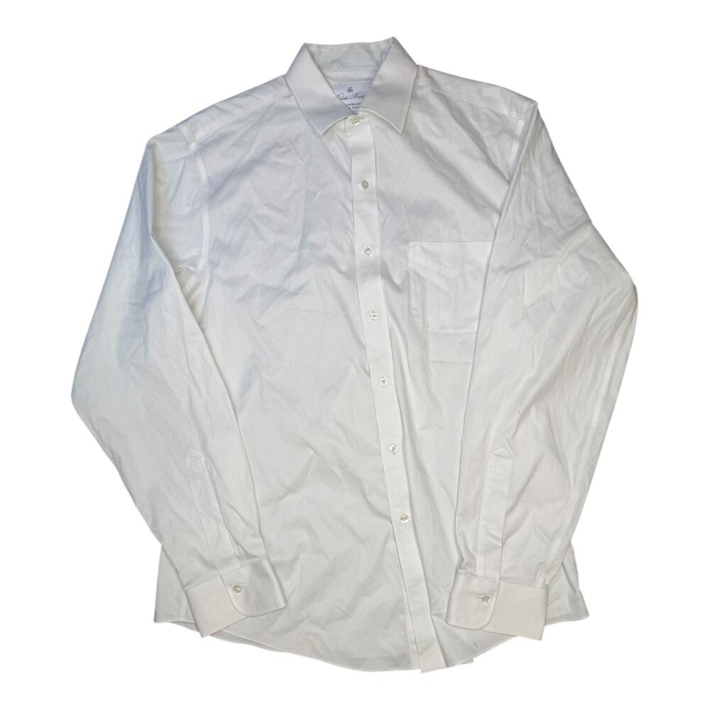 Brooks Brothers Men's Solid White Non-Iron Performance Stretch Dress Shirt